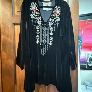 Johnny Was Velvet EmbroideredTunic Top